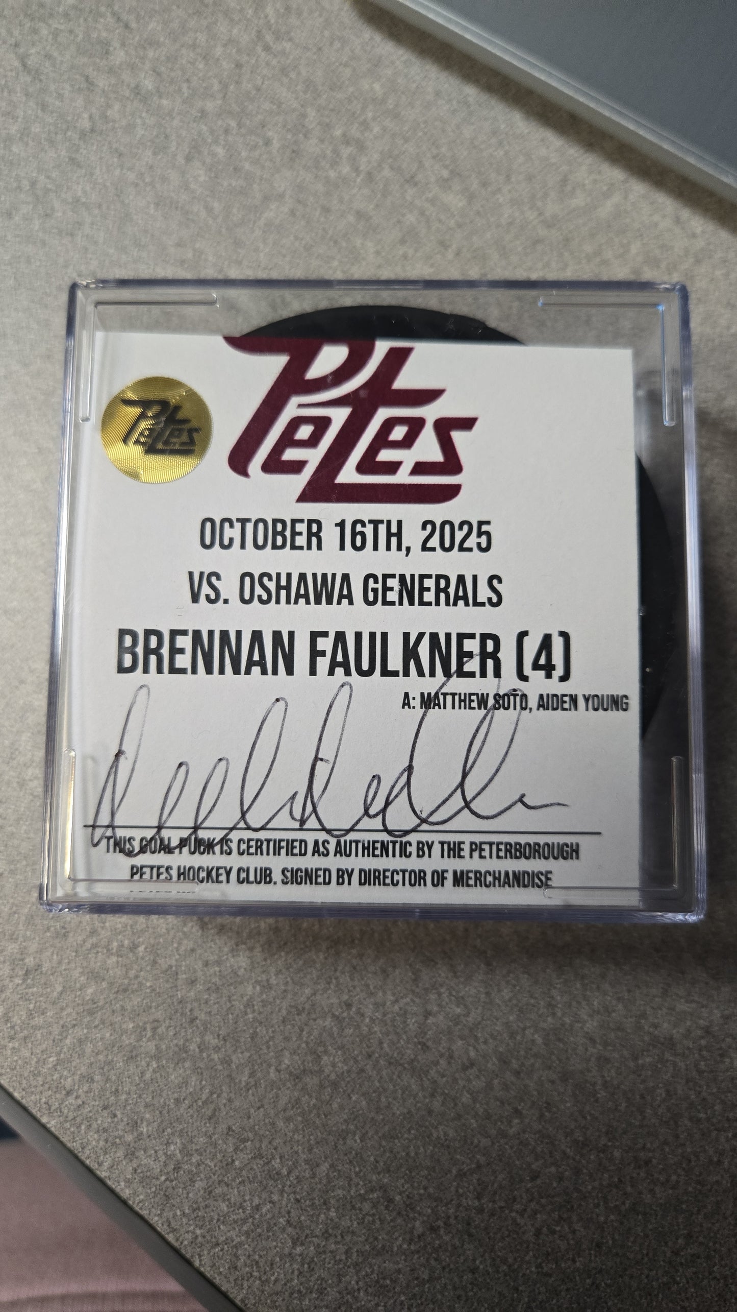 Official Petes home goal pucks