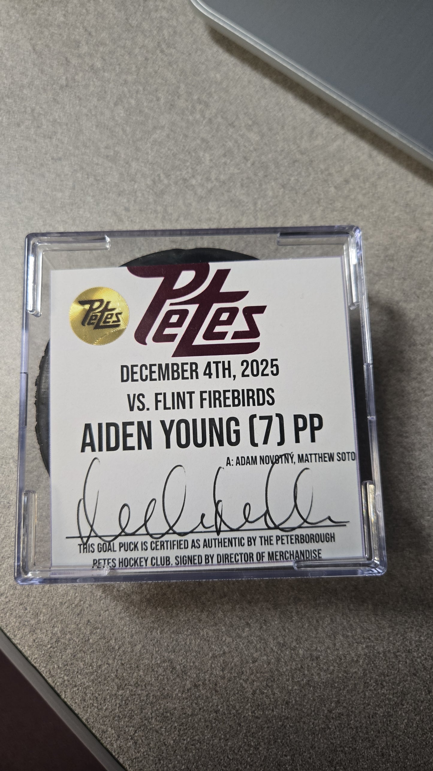 Official Petes home goal pucks