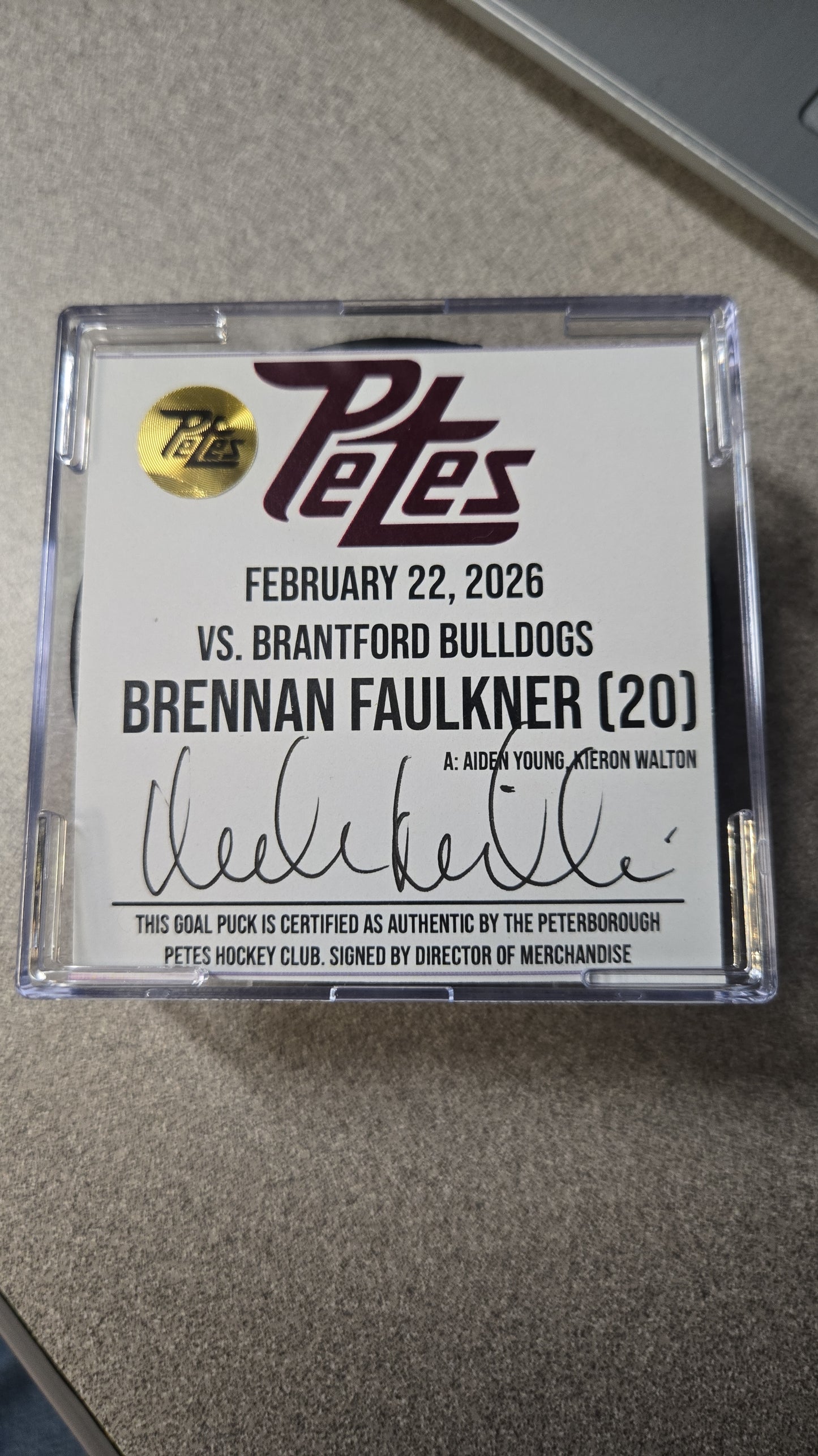 Official Petes home goal pucks