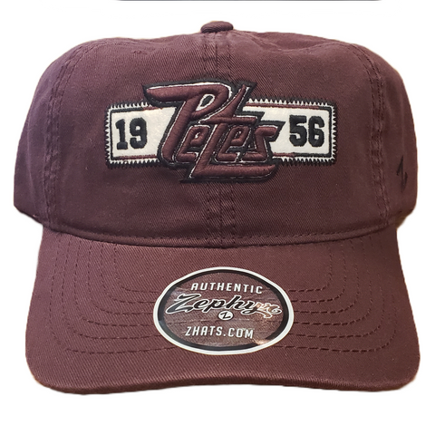 Peterborough Petes maroon unstructured Masters 1956 dad cap strapback 