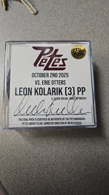 Official Petes home goal pucks