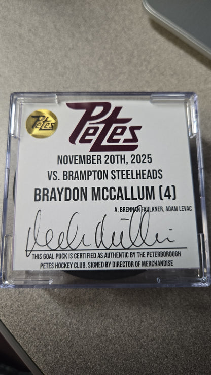 Official Petes home goal pucks