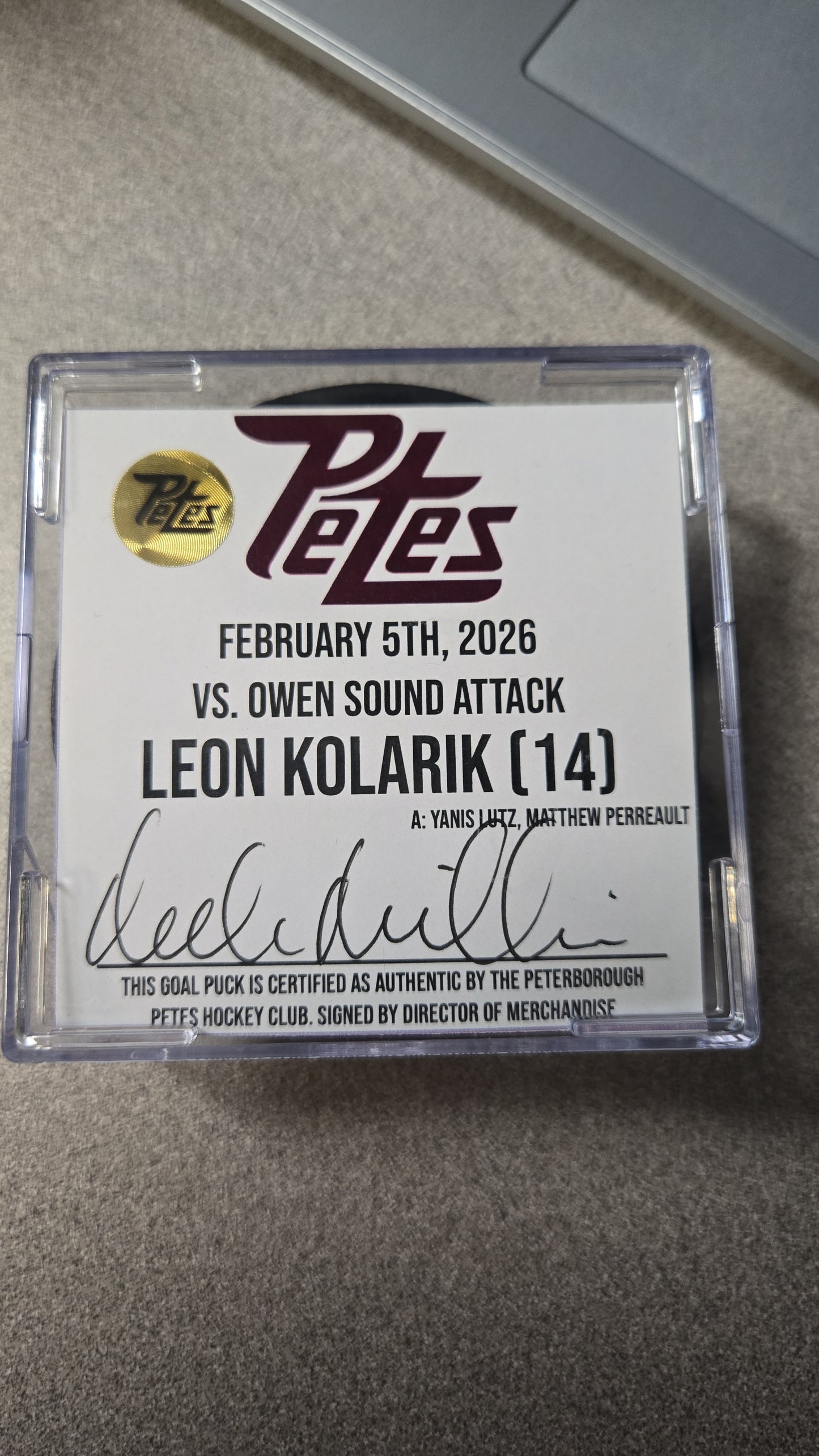 Official Petes home goal pucks