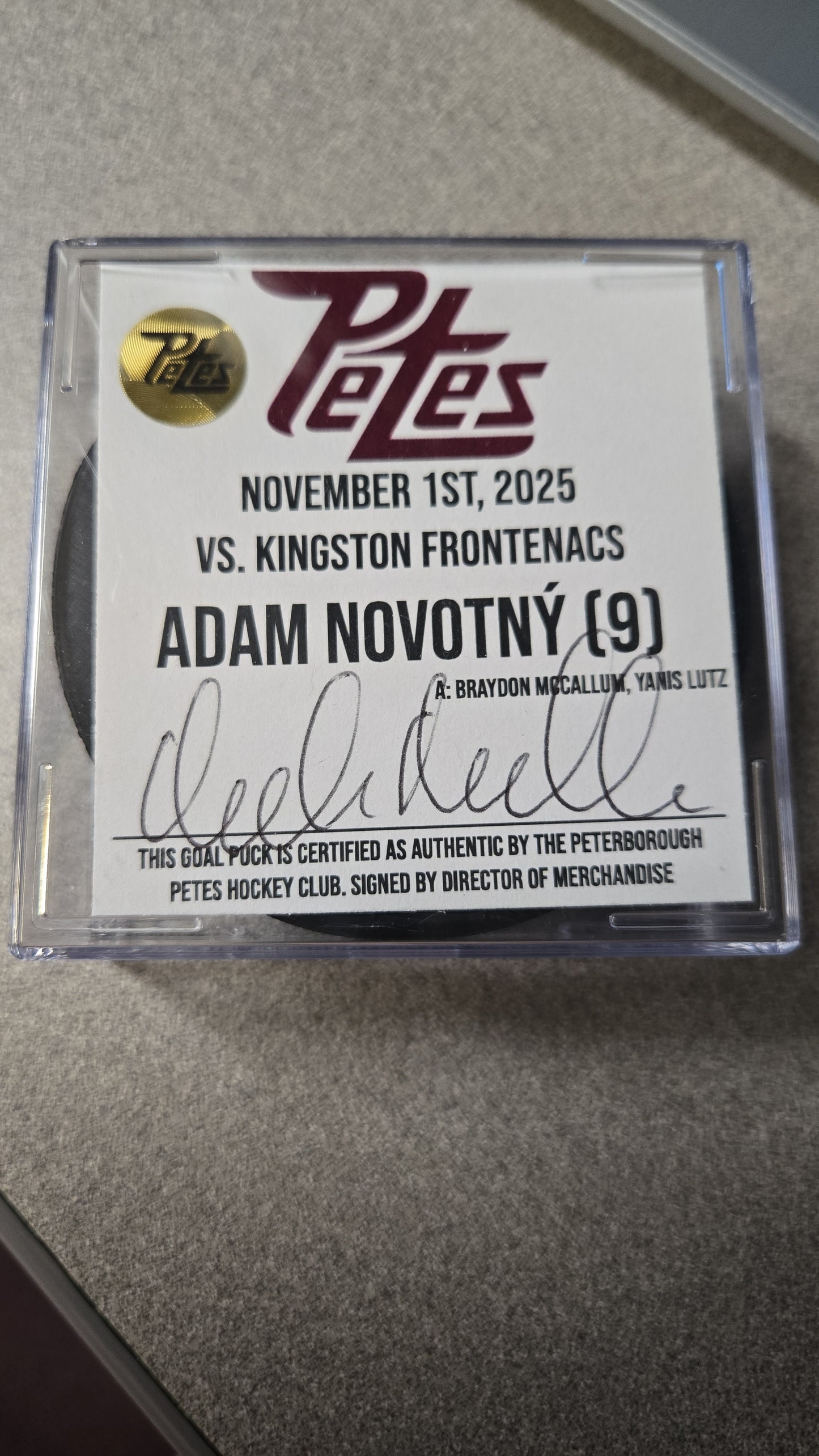 Official Petes home goal pucks