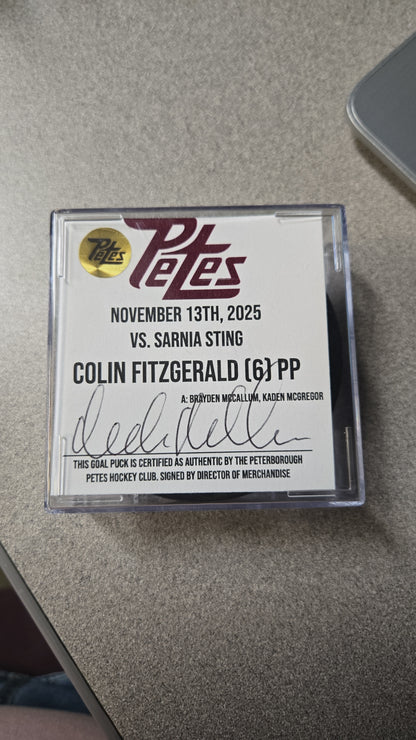 Official Petes home goal pucks