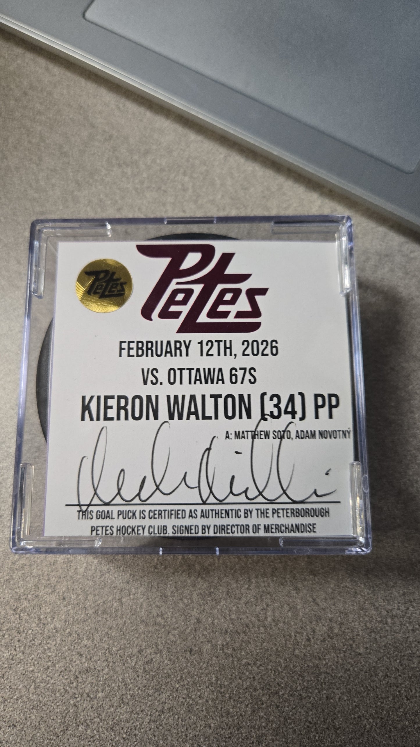 Official Petes home goal pucks