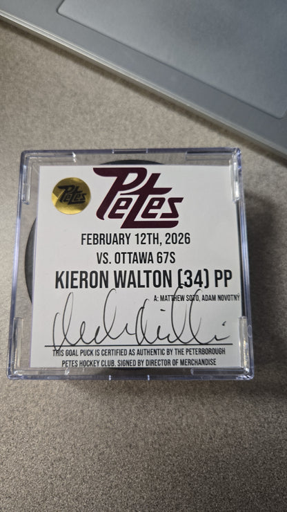 Official Petes home goal pucks