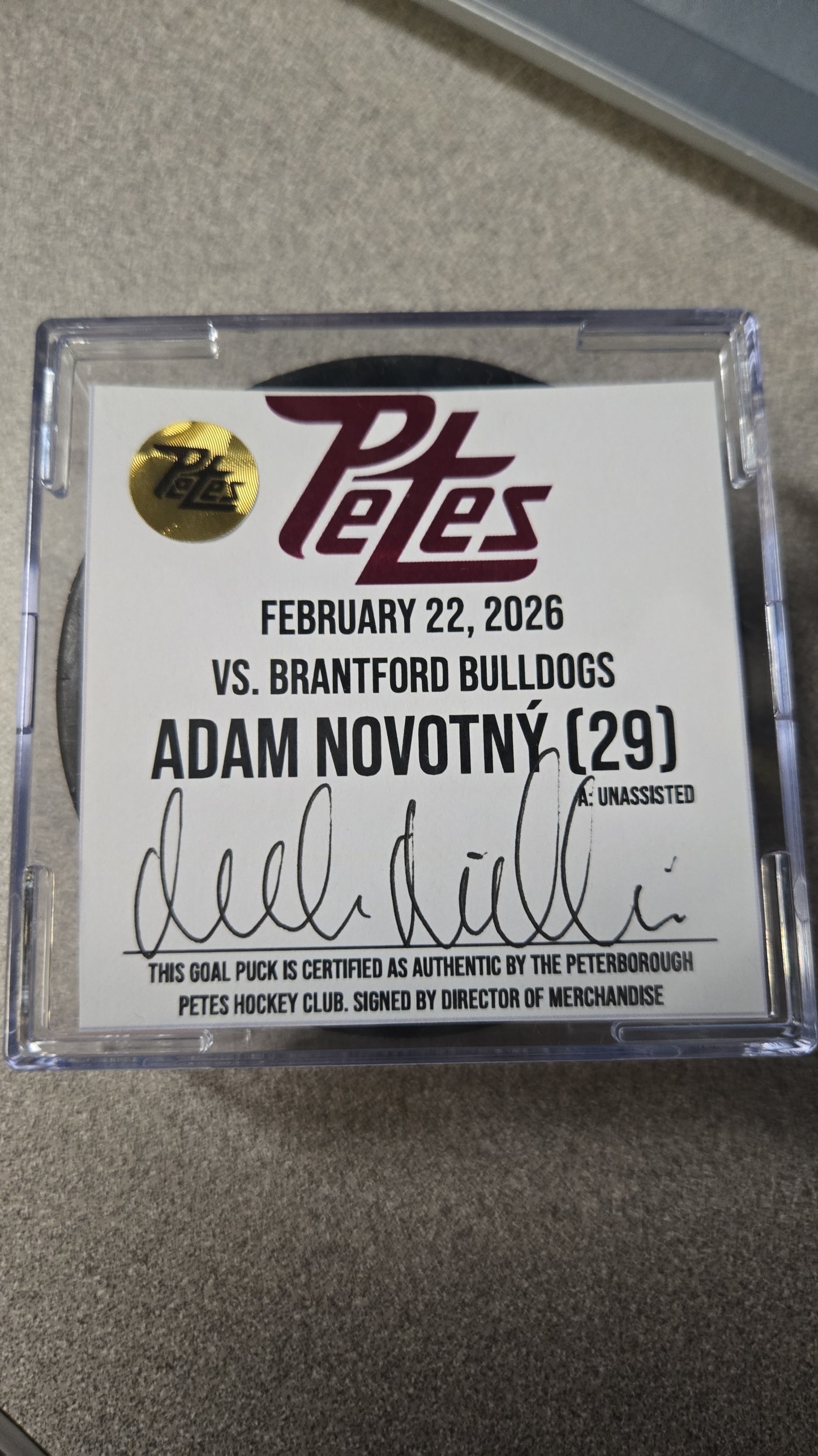 Official Petes home goal pucks