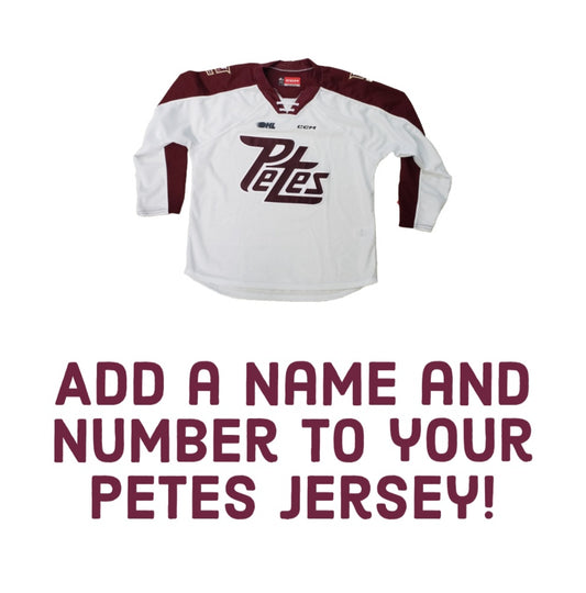 Peterborough Petes jersey customization - add any name and number you wish to your hockey jersey