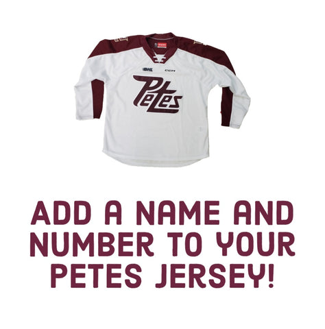 Peterborough Petes jersey customization - add any name and number you wish to your hockey jersey