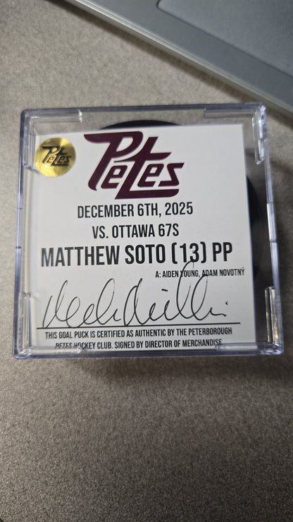 Official Petes home goal pucks