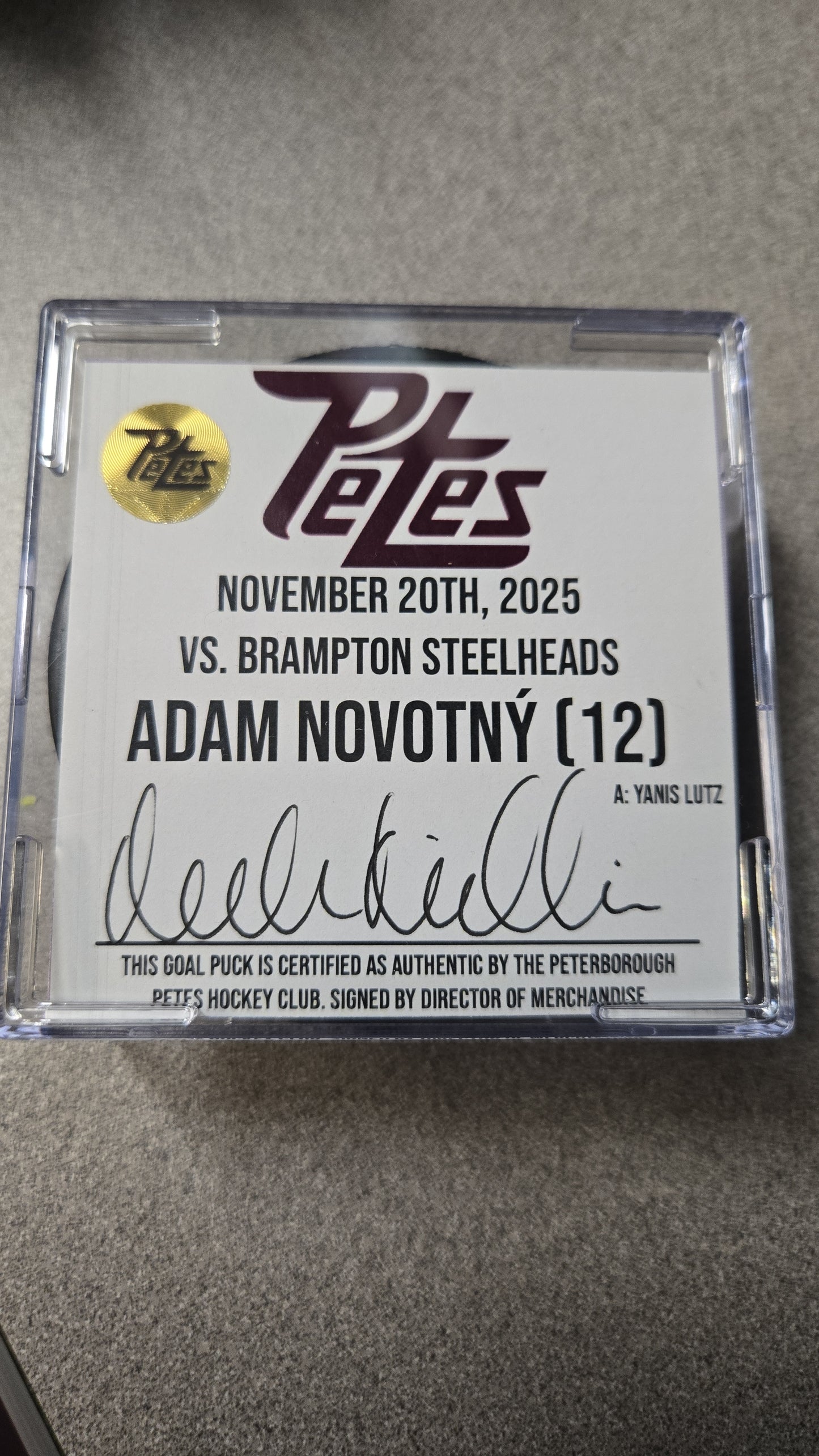 Official Petes home goal pucks