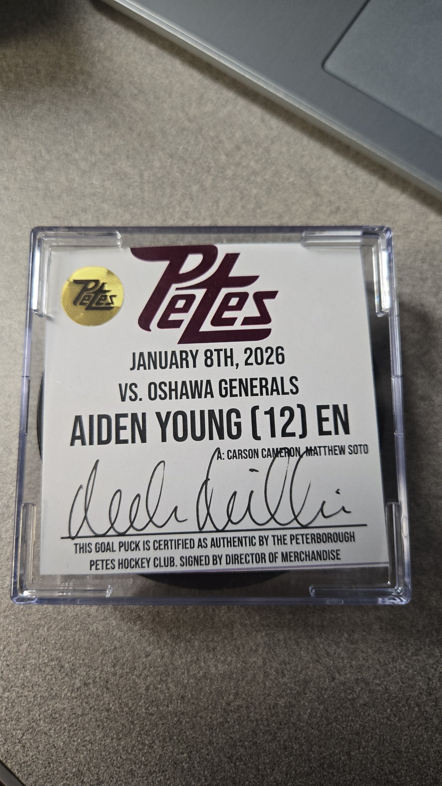Official Petes home goal pucks