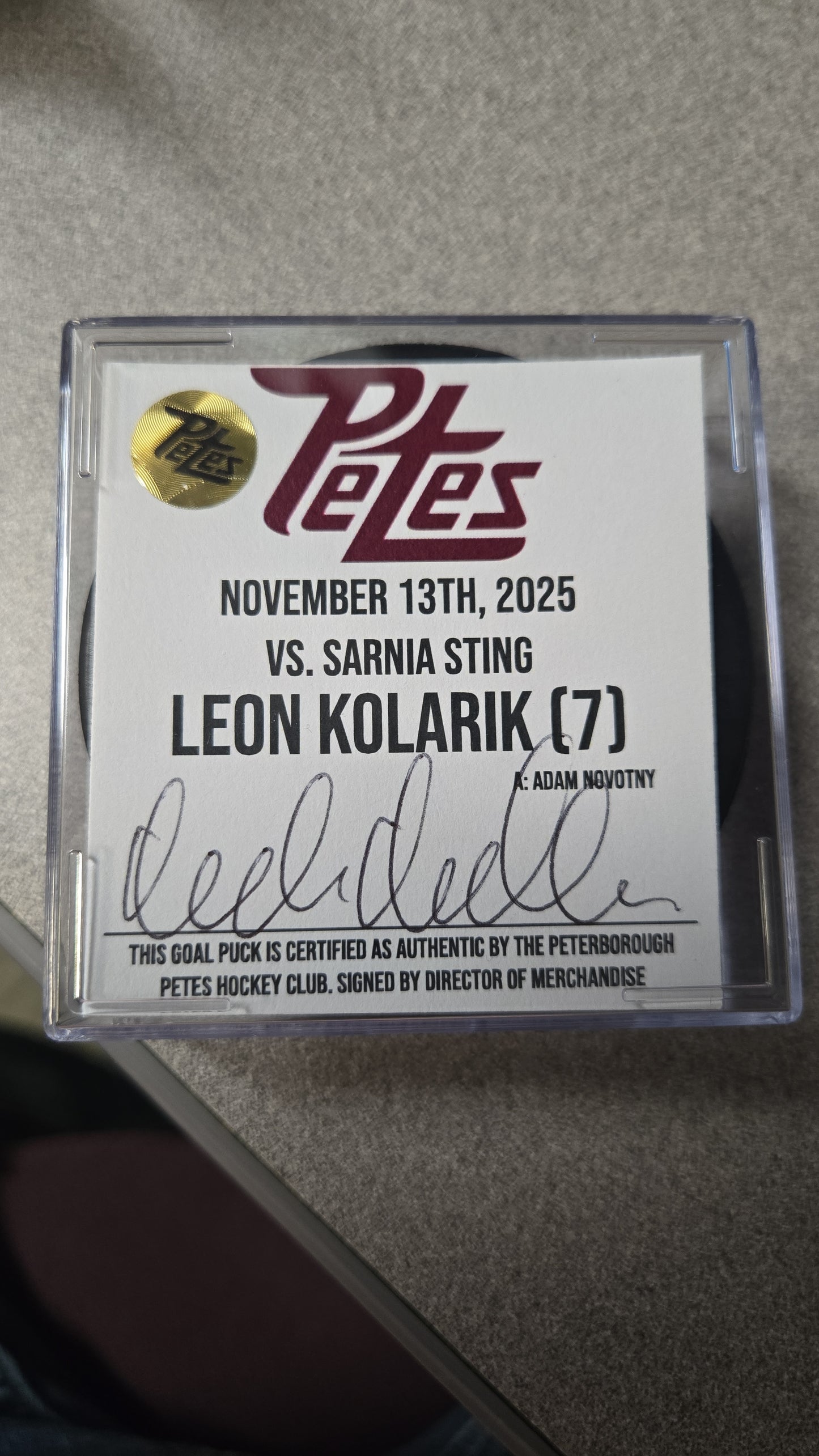 Official Petes home goal pucks