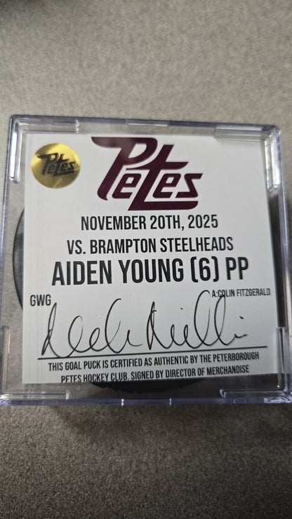 Official Petes home goal pucks