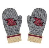 Peterborough Petes warm mittens with embroidered Petes logo on top side - available in heather grey and black