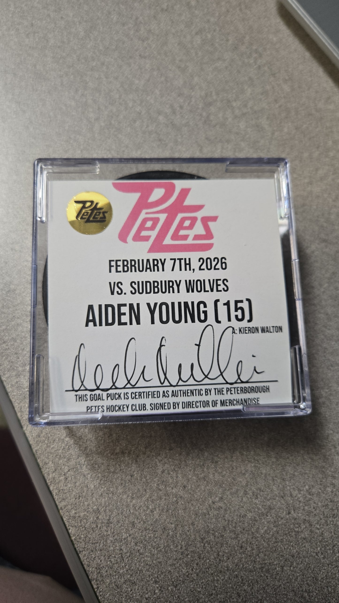 Official Petes home goal pucks