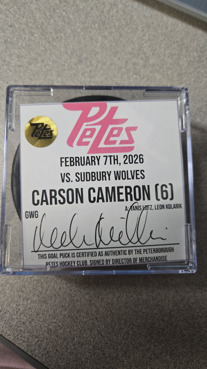 Official Petes home goal pucks