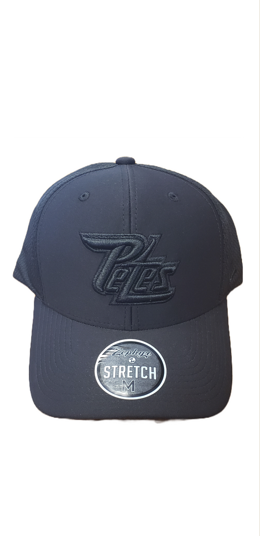 Peterborough Petes Black elastic stretch fit fullback puff embroidery